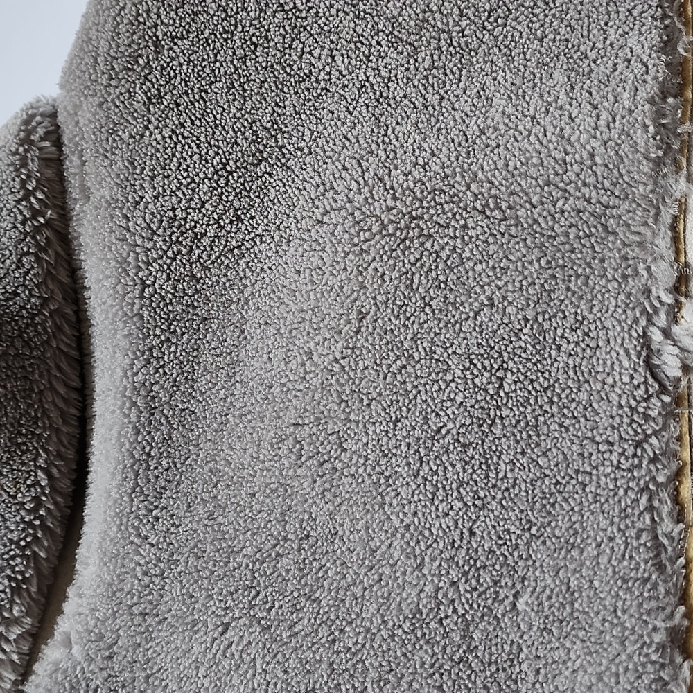 Peridot Paris Moto Style Faux Suede Grey Shearling Jacket - Picture 13 of 15